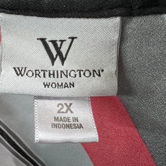Worthington‎ Womens Top 2X Gray Pink Striped Button Front Sleeveless Shirt - Picture 3 of 8